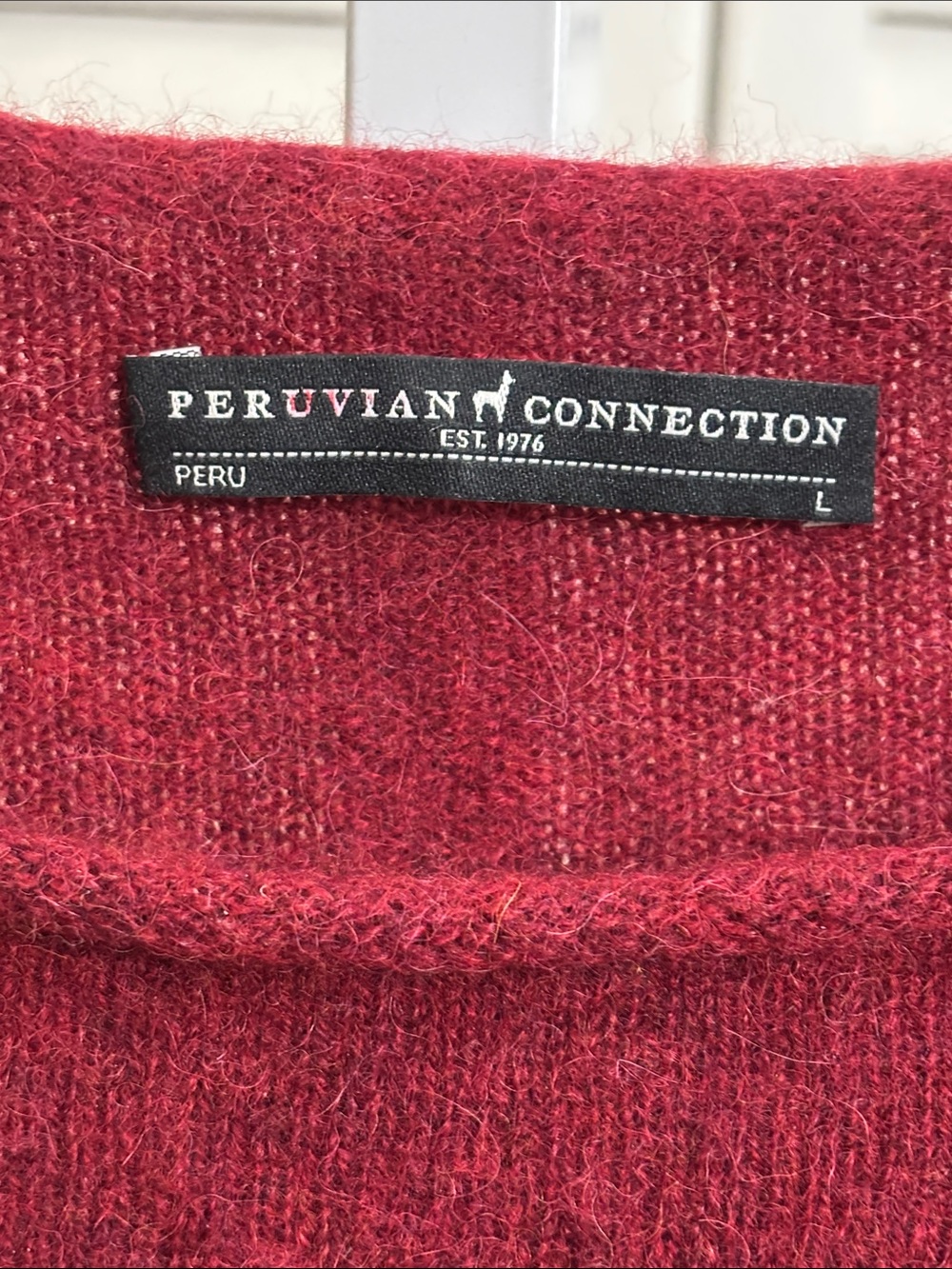 Peruvian Connection Deep Wine Boatneck Alpaca Sweater Large - Picture 2 of 10